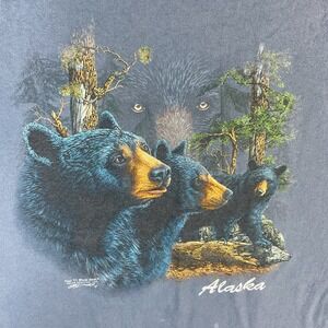 Vintage Alaska Black Bears T-Shirt Find 11 Bear Nature Graphic Tee 90s Y2K Sz XL
